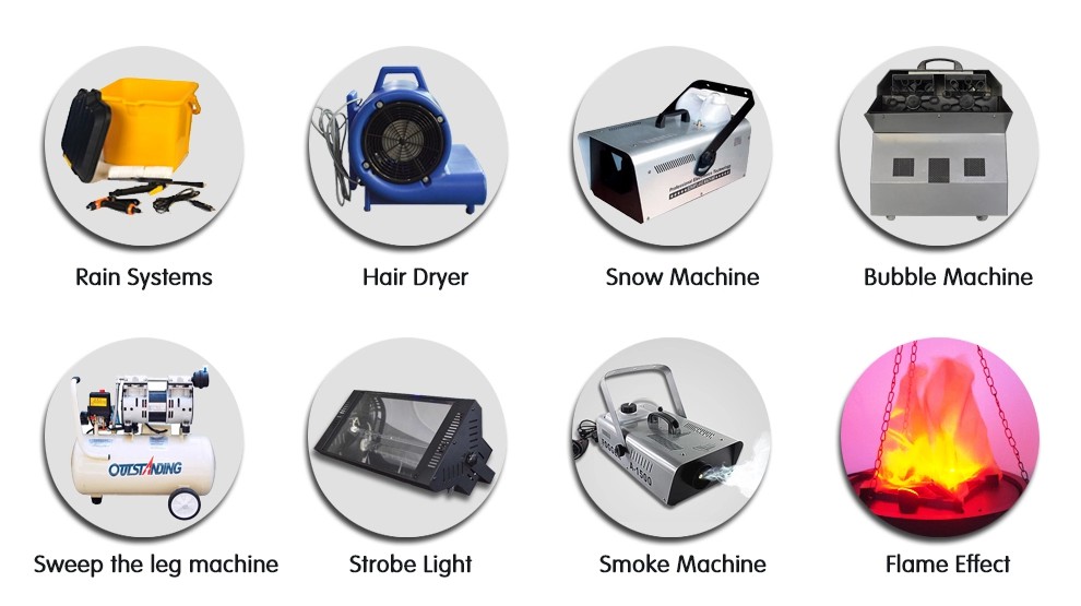 Wehop 5D cinema special-effects equipment: rain, wind, snow, bubble, leg-tickle, strobe, smoke, flame